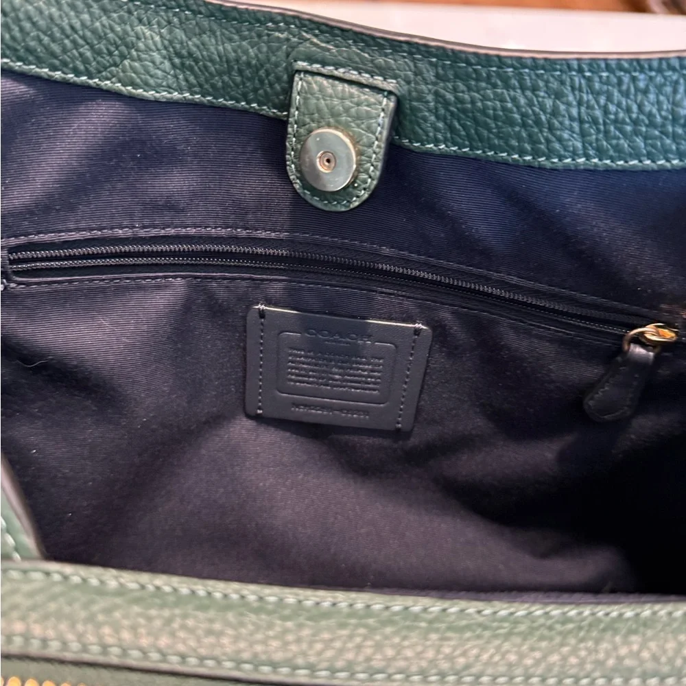 Coach Pebbled Leather Shoulder Bag in Deep Green with Gold Hardware - Picture 9 of 12